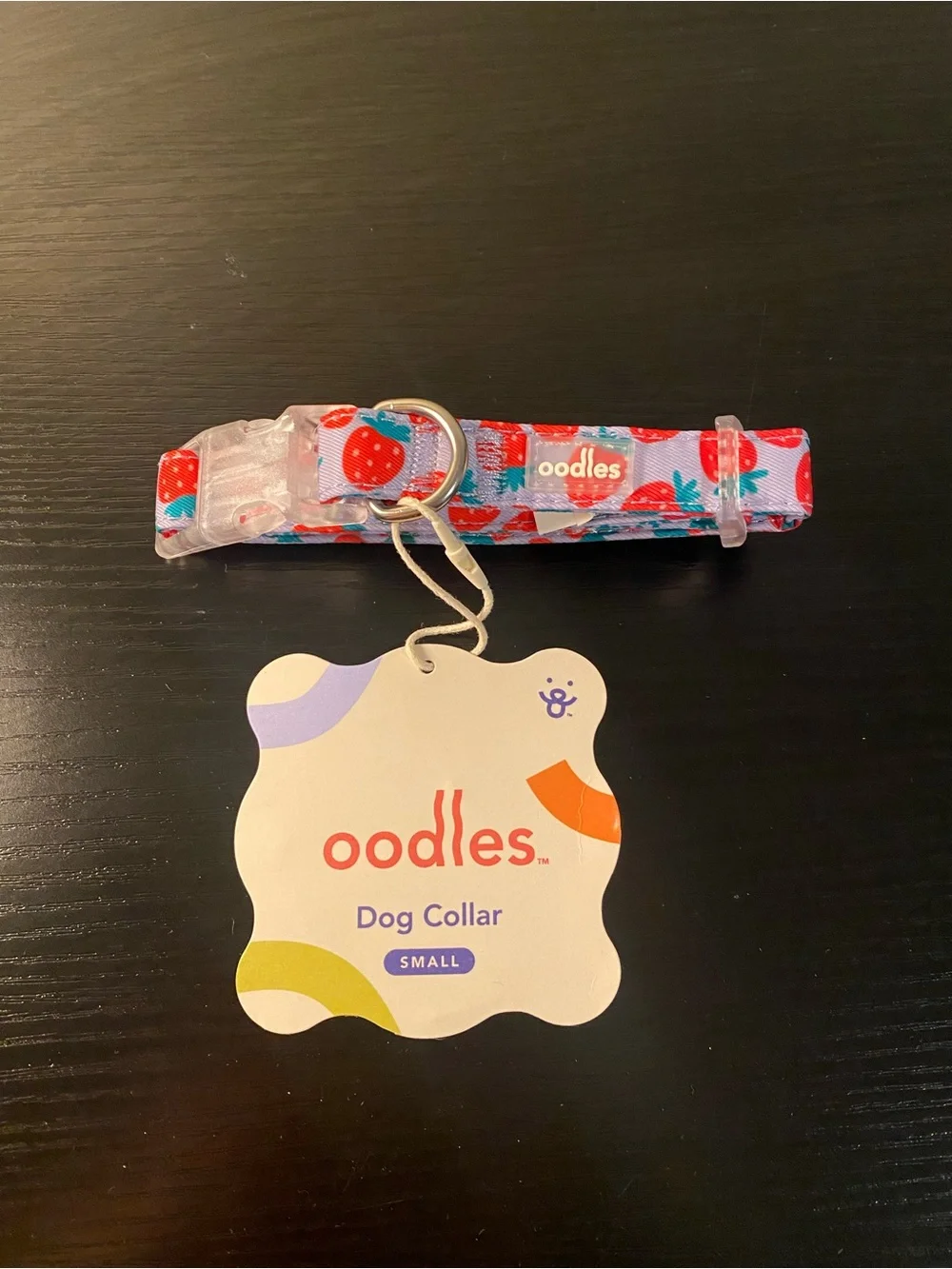 Oodles Purple Strawberry Print Dog Walking 3 Piece Set, Small